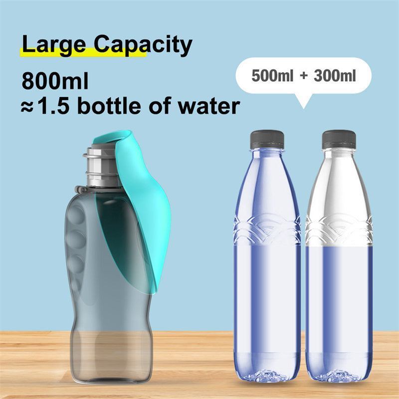 800ml Dogs Water Bottle Portable High Capacity Leakproof - Pet Foldable Drinking Bowl - Golden Retriever Outdoor Walking Products