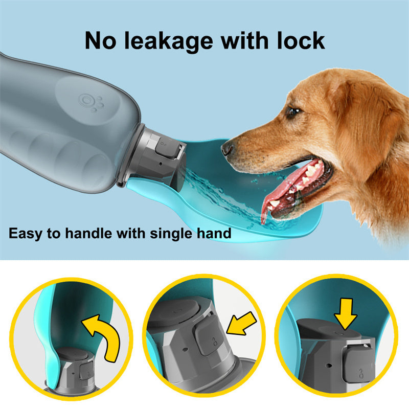 800ml Dogs Water Bottle Portable High Capacity Leakproof - Pet Foldable Drinking Bowl - Golden Retriever Outdoor Walking Products